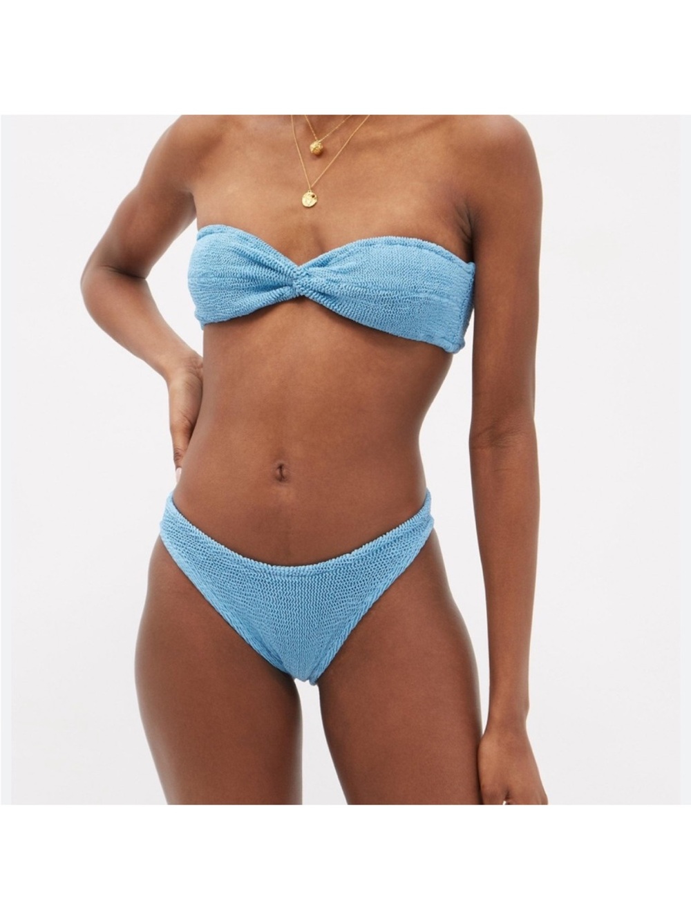 Hunza G Ariel Twist Bandeau Bikini Top Sky Blue OS